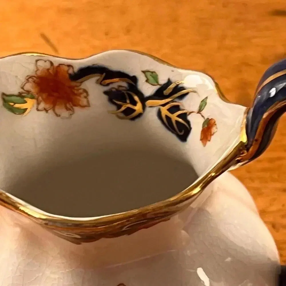 Royal Doulton Matsumai‎ Pitcher or Creamer Floral cobalt blue, gilded gold rim